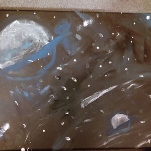 Celestial Night Sky Canvas Art in Black and Blue